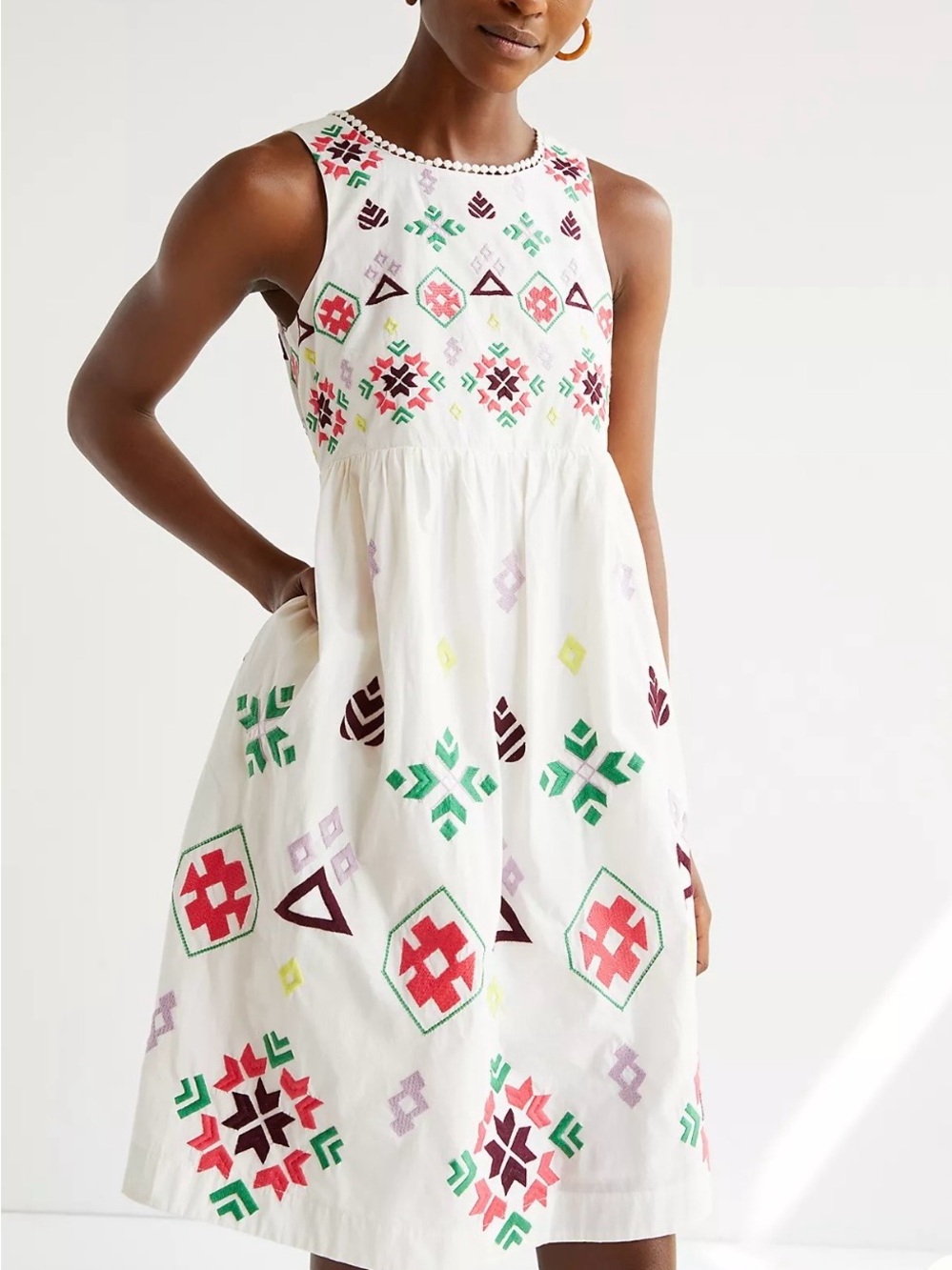 Anthropologie Embroidered lined Mini Dress Size M